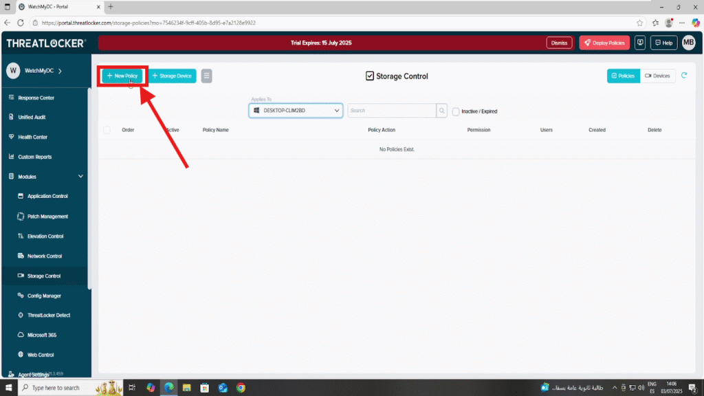 0102 enable USB control in ThreatLocker