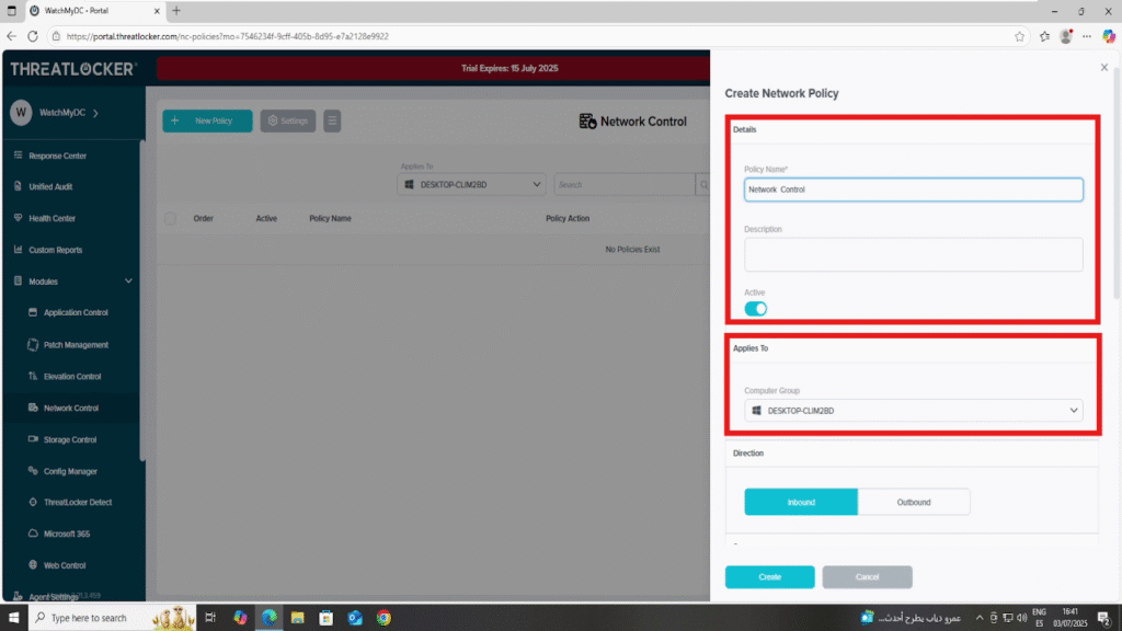 0102 enable network ringfencing in ThreatLocker