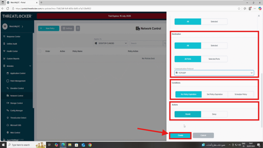 0104 enable network ringfencing in ThreatLocker