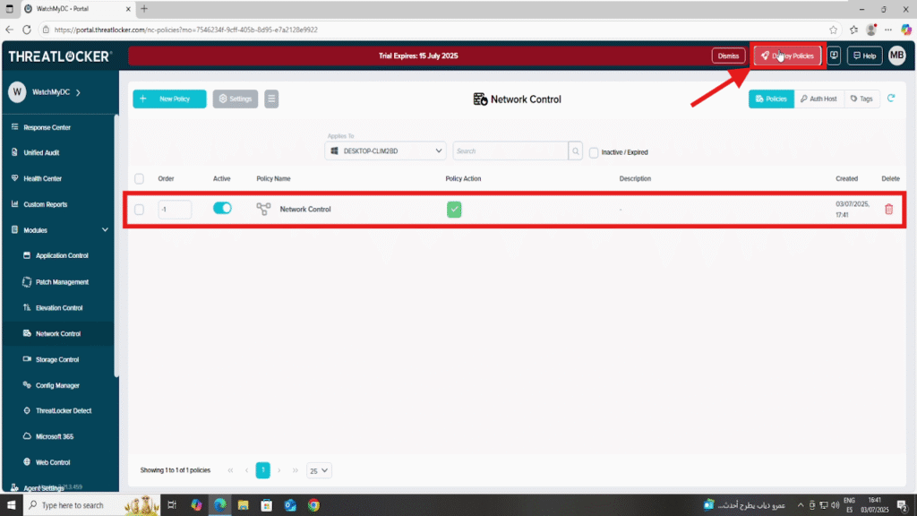 0105 enable network ringfencing in ThreatLocker