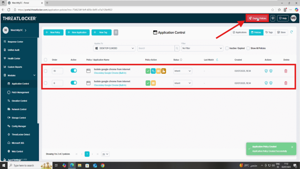 0205 isolate an application from the network in ThreatLocker