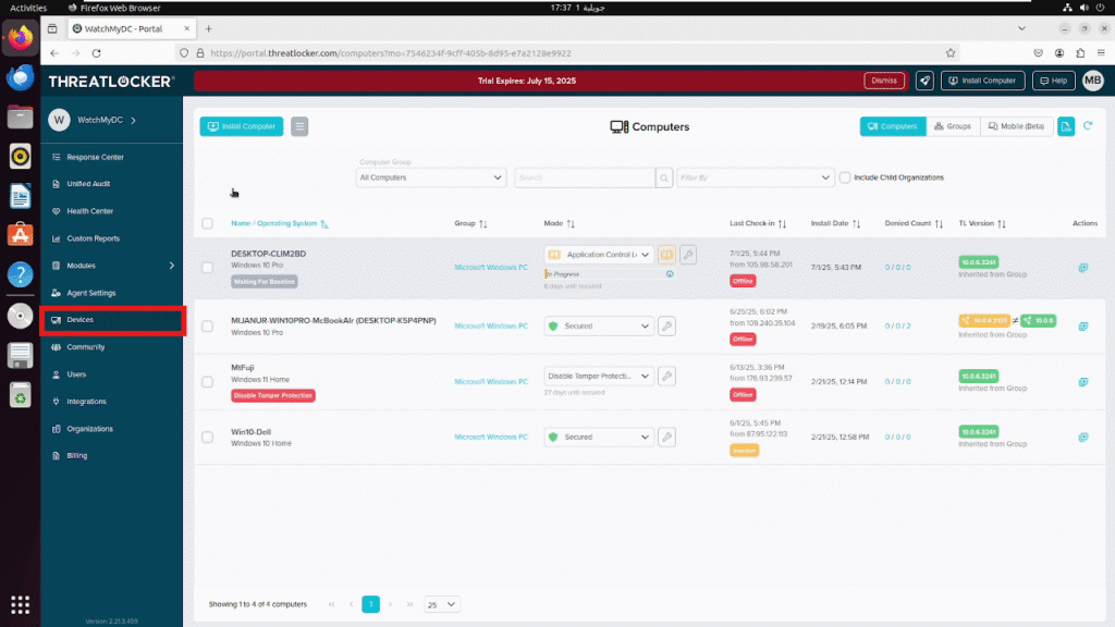 install the ThreatLocker Linux agent