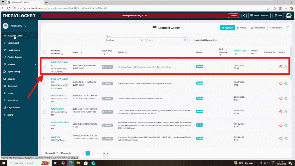 approve a blocked application in ThreatLocker