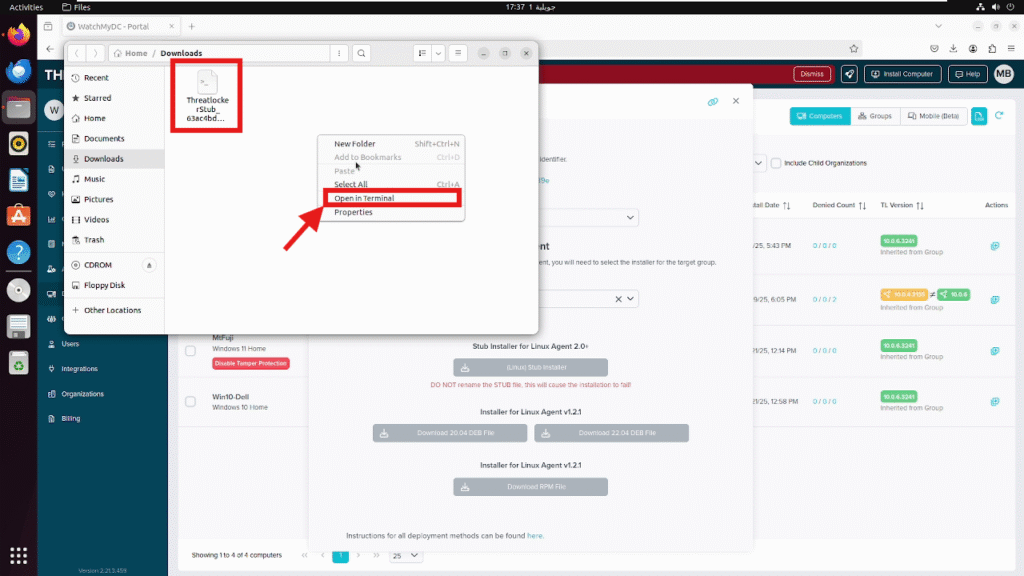 install the ThreatLocker Linux agent