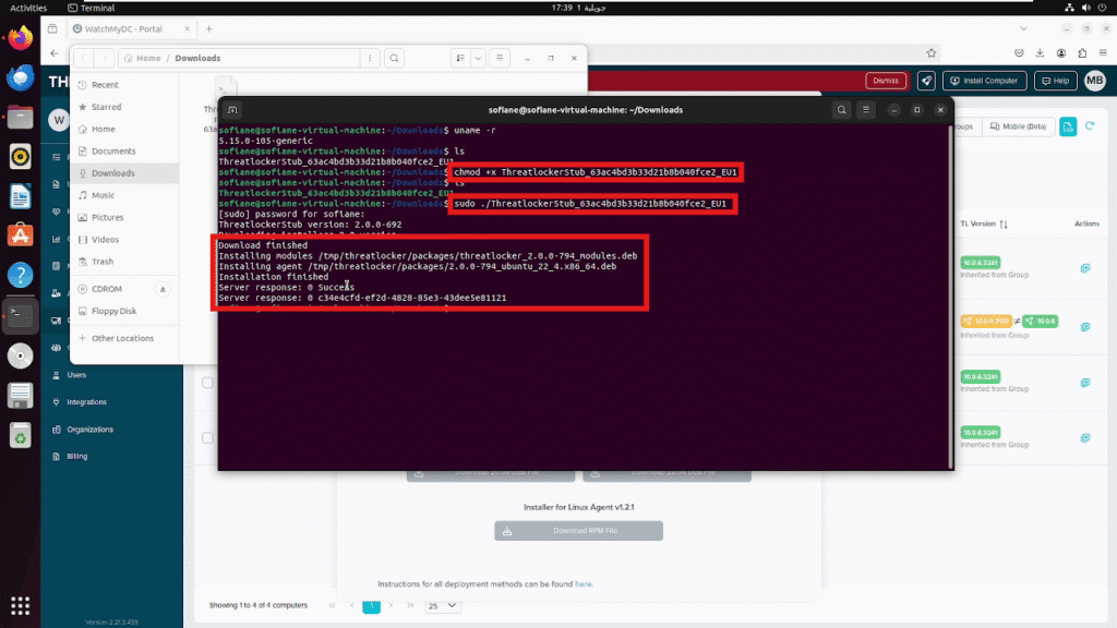 install the ThreatLocker Linux agent
