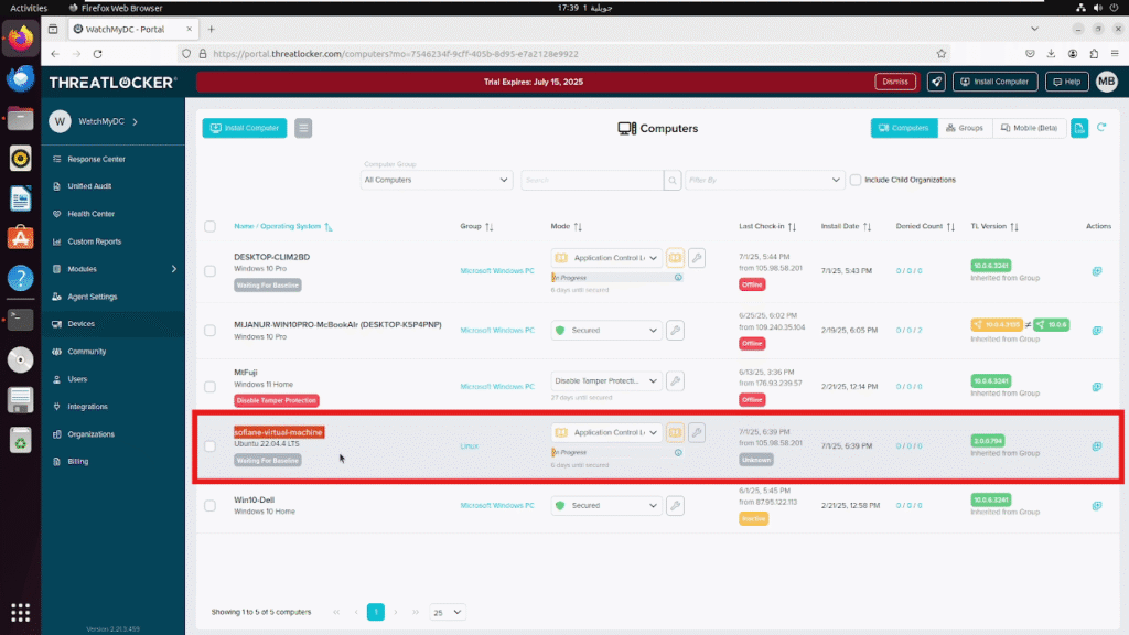 install the ThreatLocker Linux agent