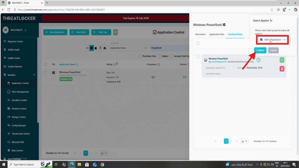 Block a specific application in ThreatLocker