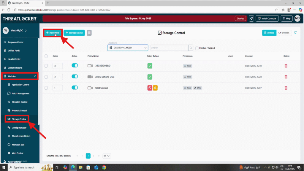 create storage policies for specific users in ThreatLocker