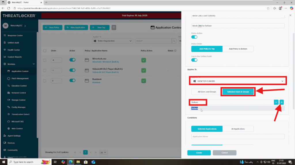 create a policy for a single user