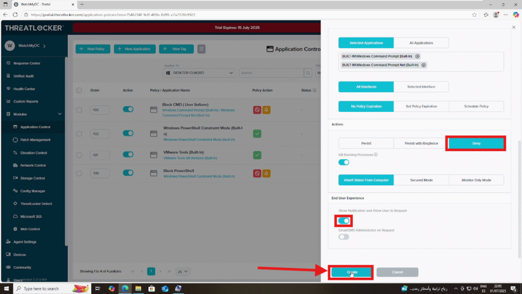 create a policy for a user group