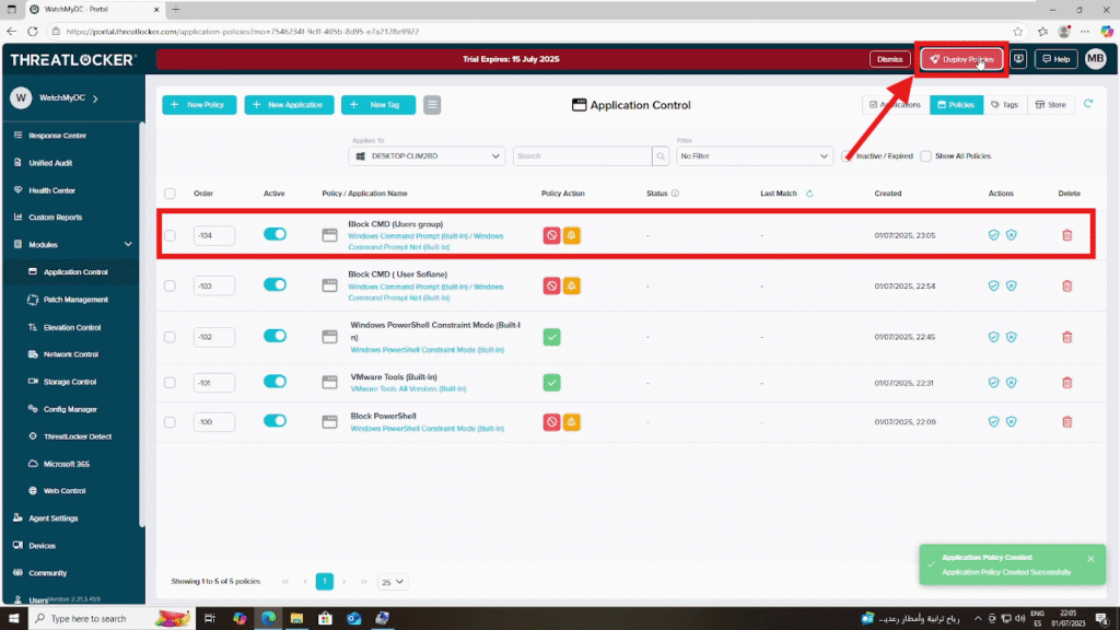 create a policy for a user group