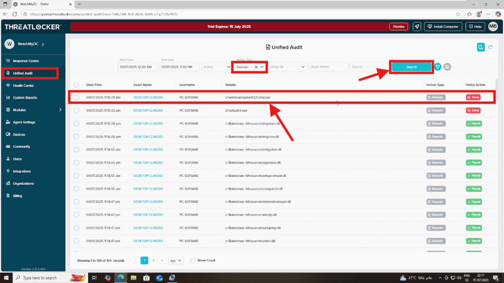 whitelist an executable file