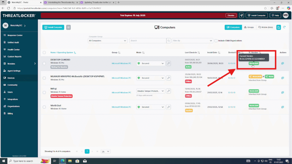 0701 Uninstall the ThreatLocker Agent