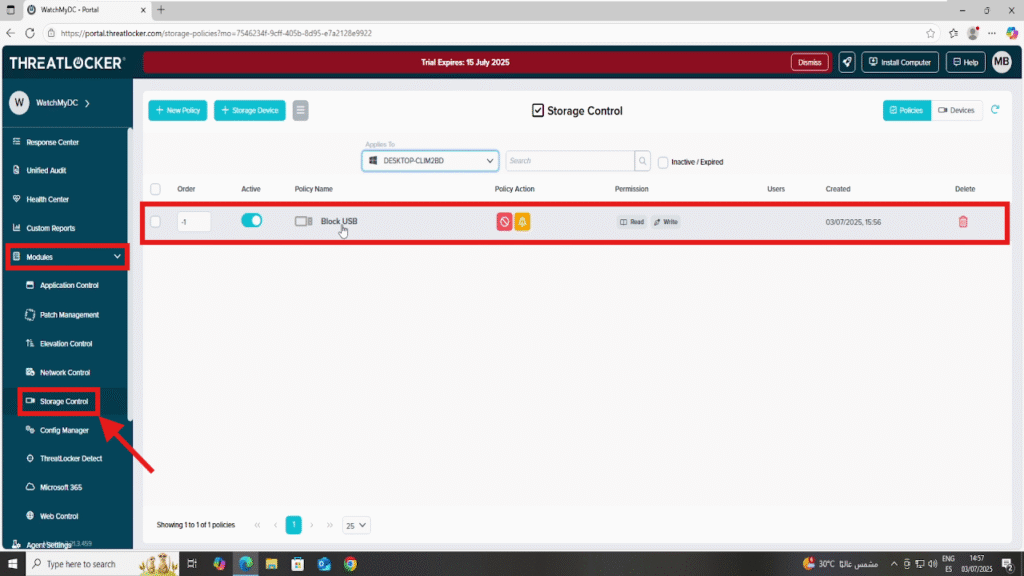 Log USB Device Activity in ThreatLocker