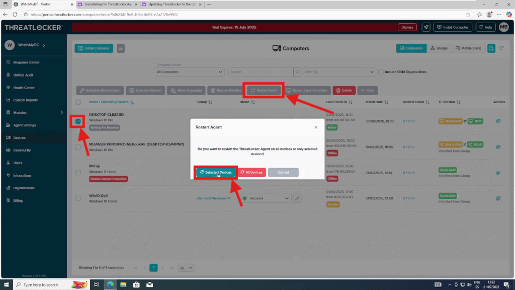 0703 Uninstall the ThreatLocker Agent
