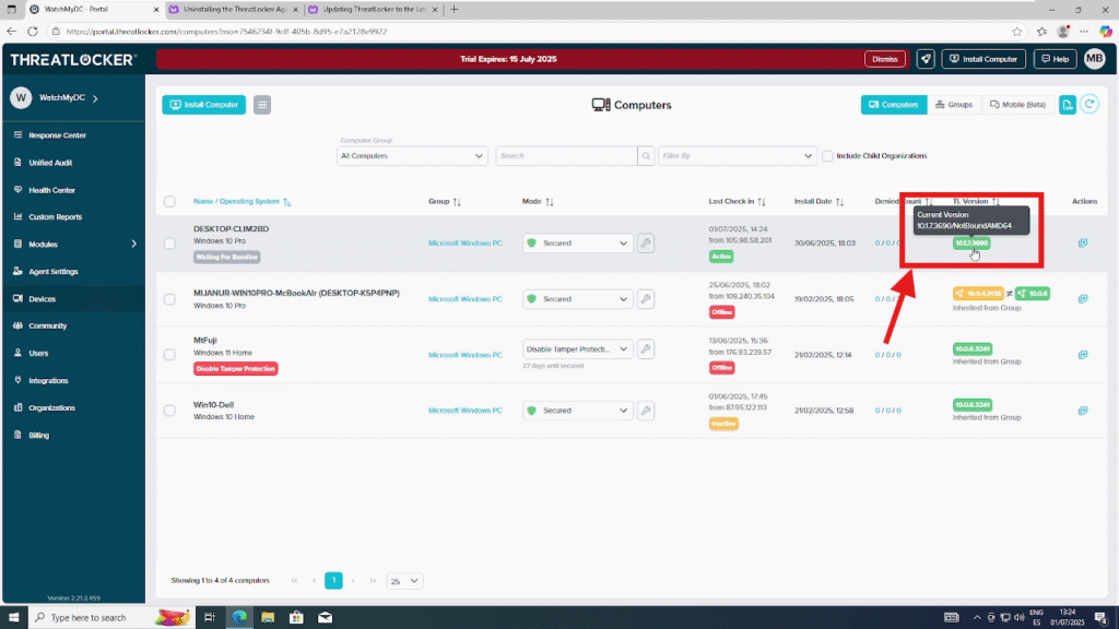 0704 Uninstall the ThreatLocker Agent