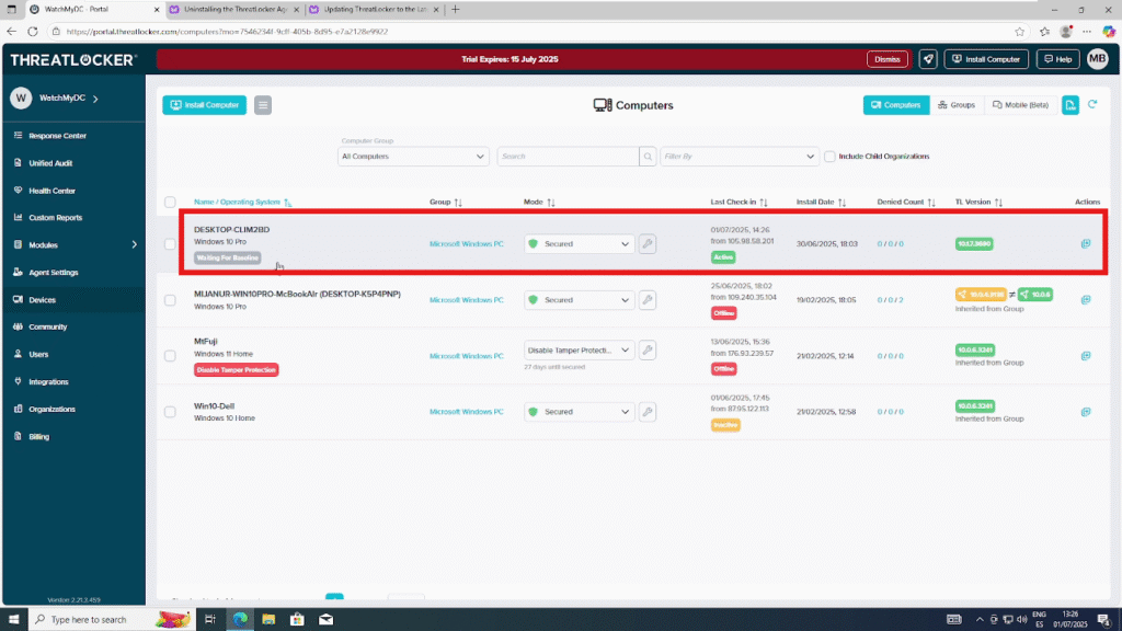 Verify Successful ThreatLocker Agent Installation