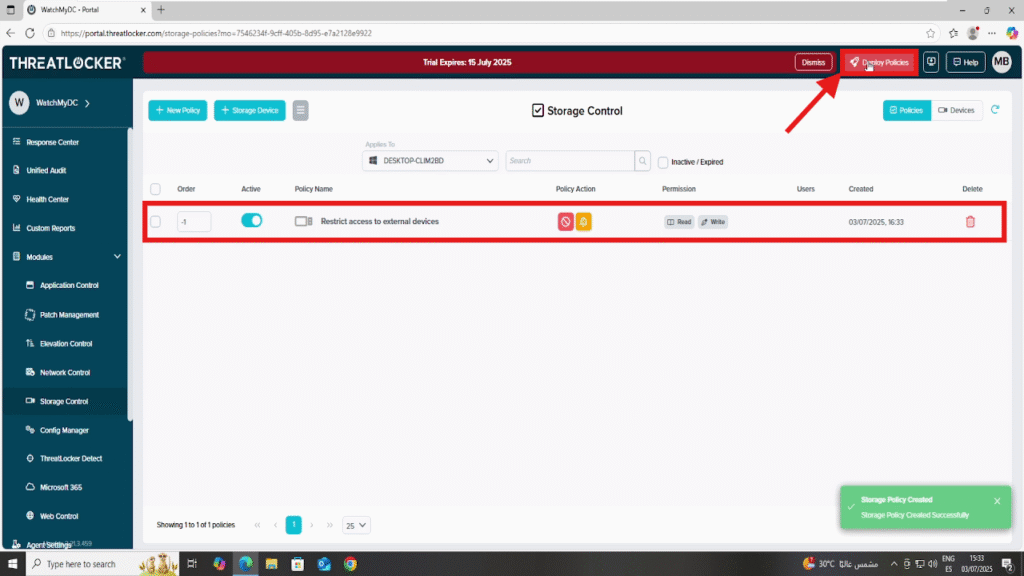 restrict read/write access to external drives in ThreatLocker