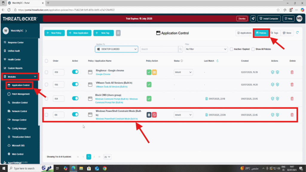 apply policies by device group