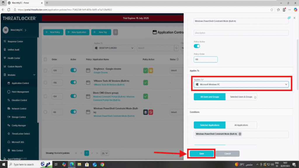 1504 apply policies by device group