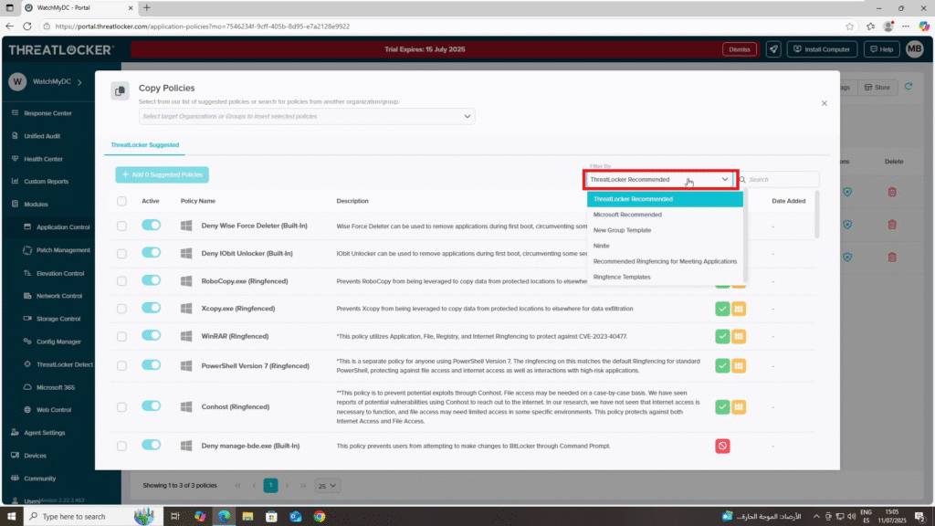 ThreatLocker Suggested Policies