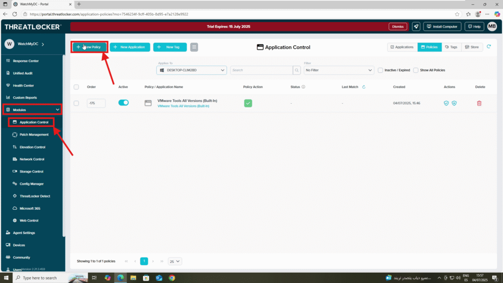 0101 enable elevation control in ThreatLocker