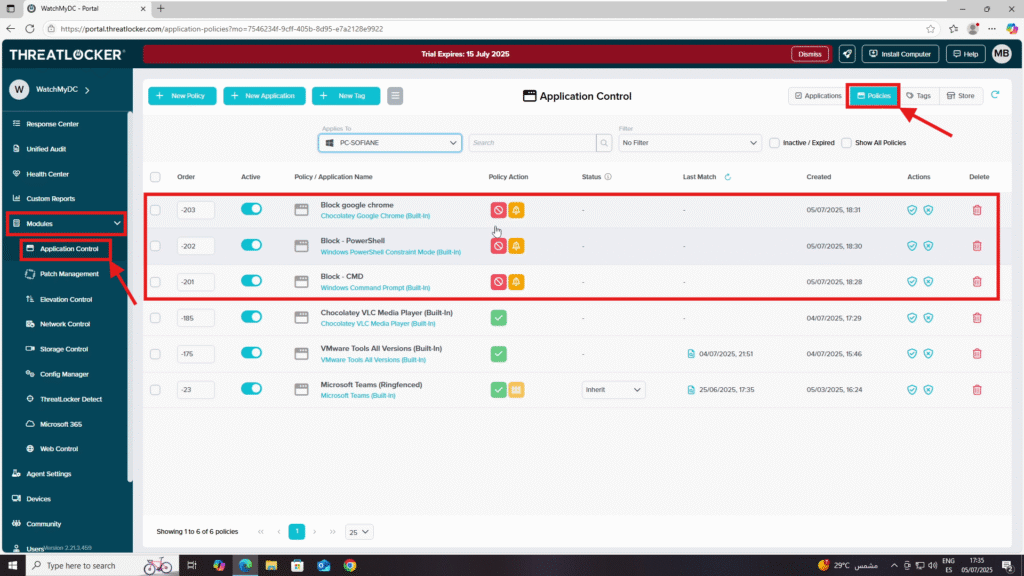 0101 view blocked application attempts in threatlocker