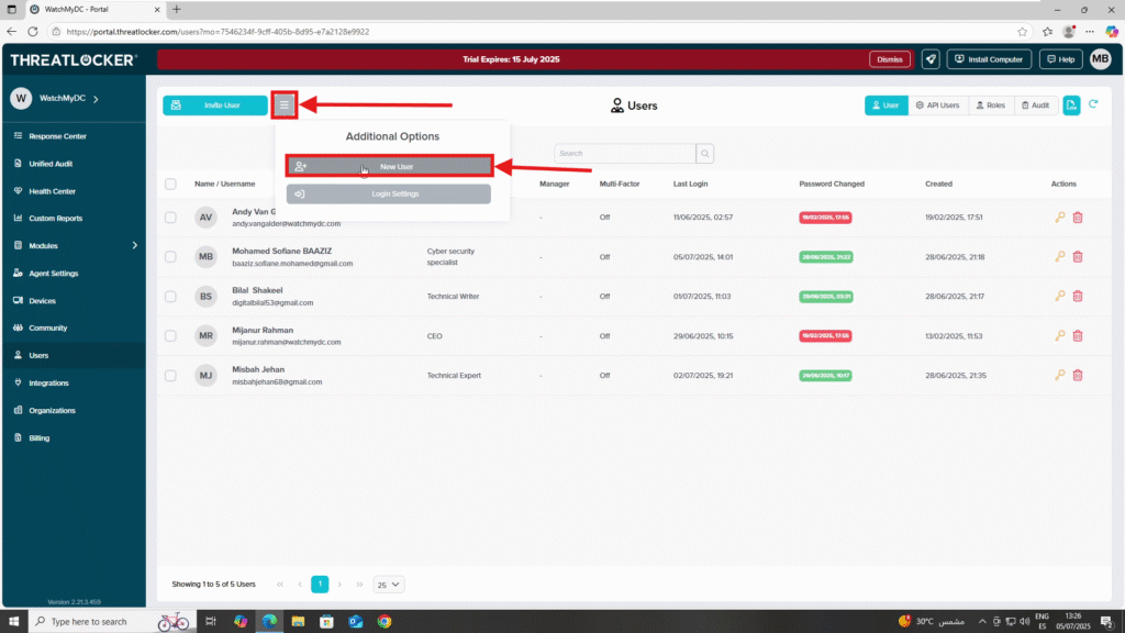 add a new user in ThreatLocker