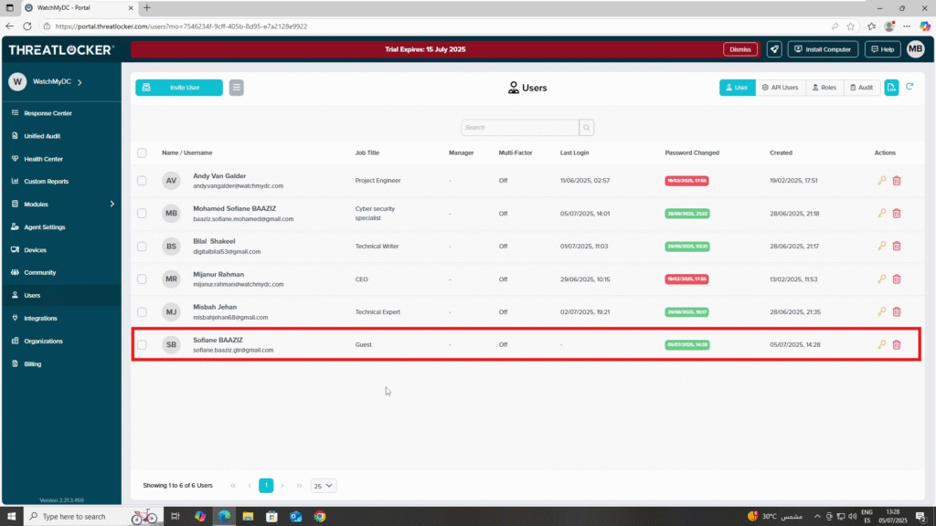 add a new user in ThreatLocker