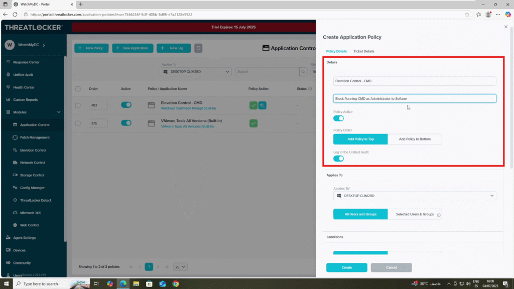How to restrict elevated access to specific users in ThreatLocker?