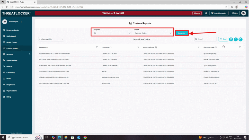 0302 generate usage reports in ThreatLocker