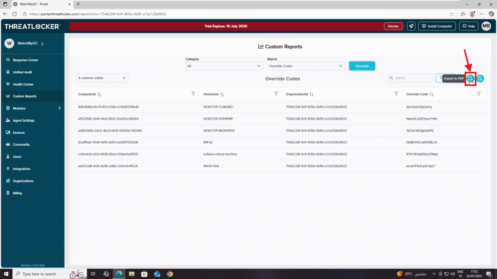 0303 generate usage reports in ThreatLocker