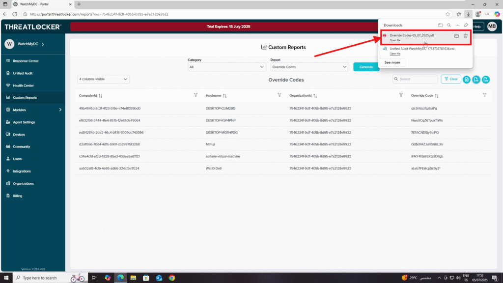 0304 generate usage reports in ThreatLocker