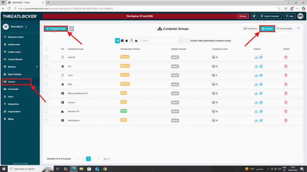 create policy groups in ThreatLocker