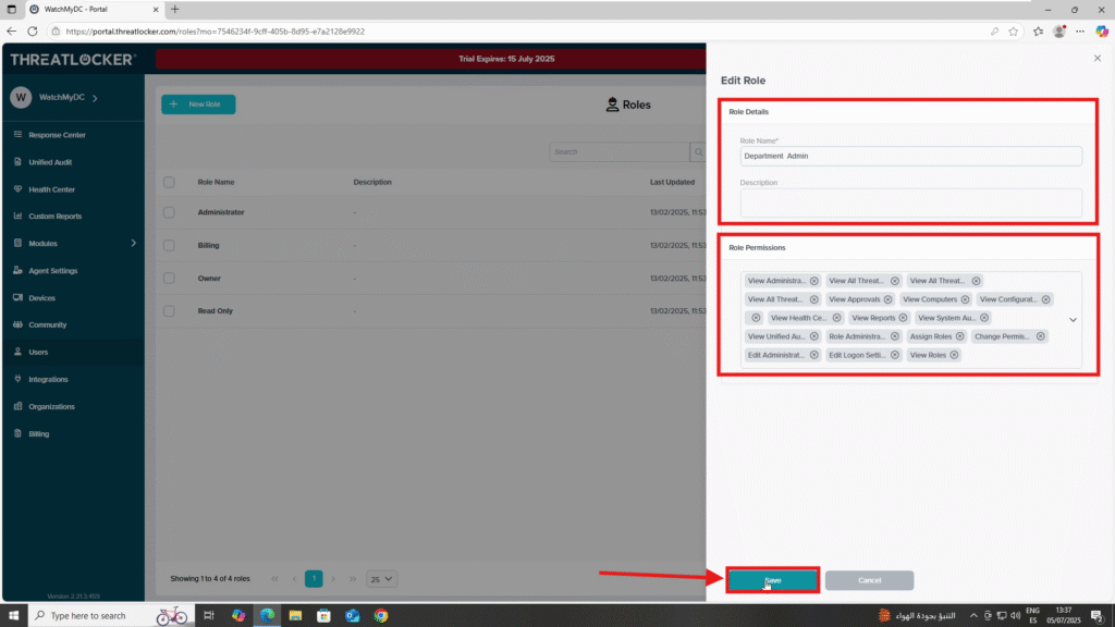 0402 assign permissions to a user role in ThreatLocker