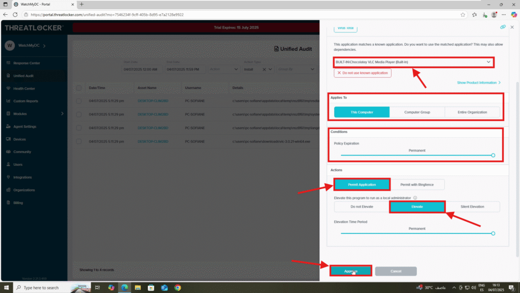 create elevation policies for installers