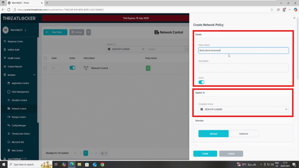 Prevent Lateral Movement via Network Control in ThreatLocker