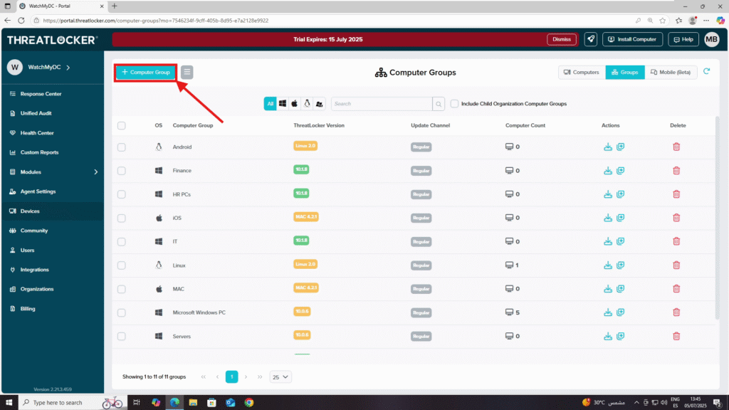manage device groups in ThreatLocker