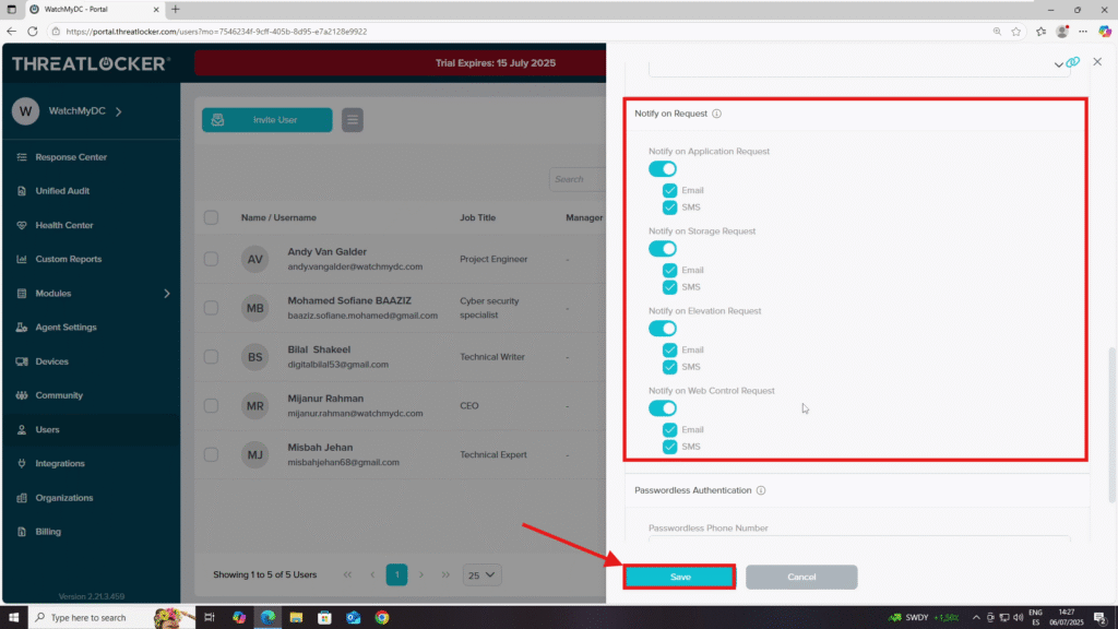 Set Up Alert Notifications in ThreatLocker