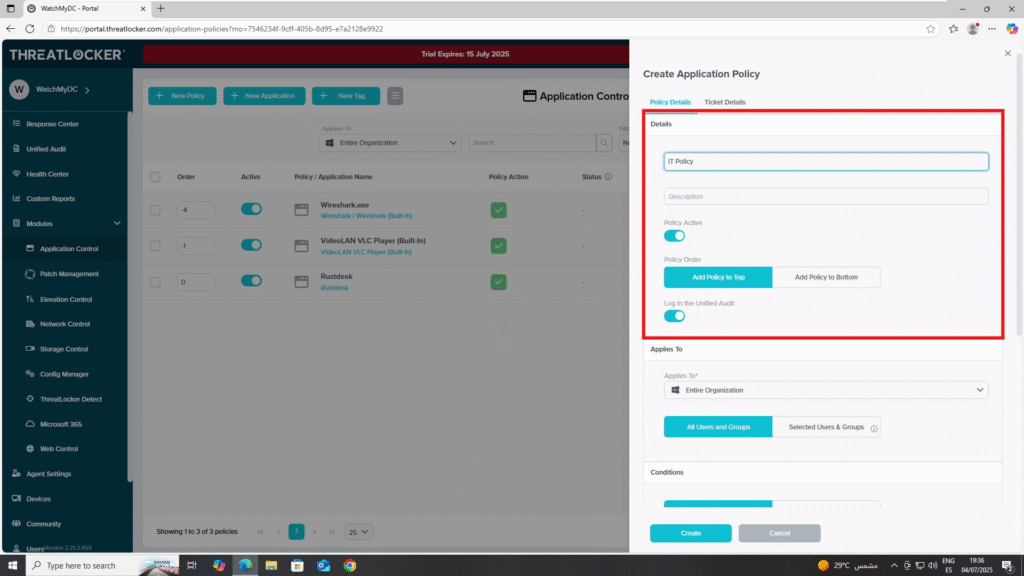 0503 assign policies by department