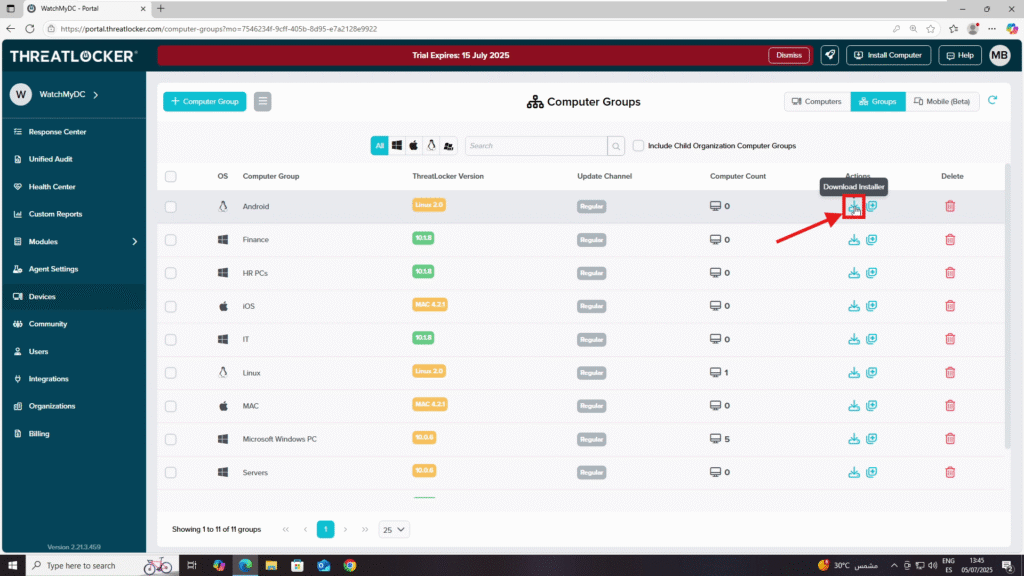 manage device groups in ThreatLocker
