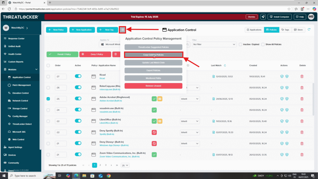 Clone an Existing Policy in ThreatLocker