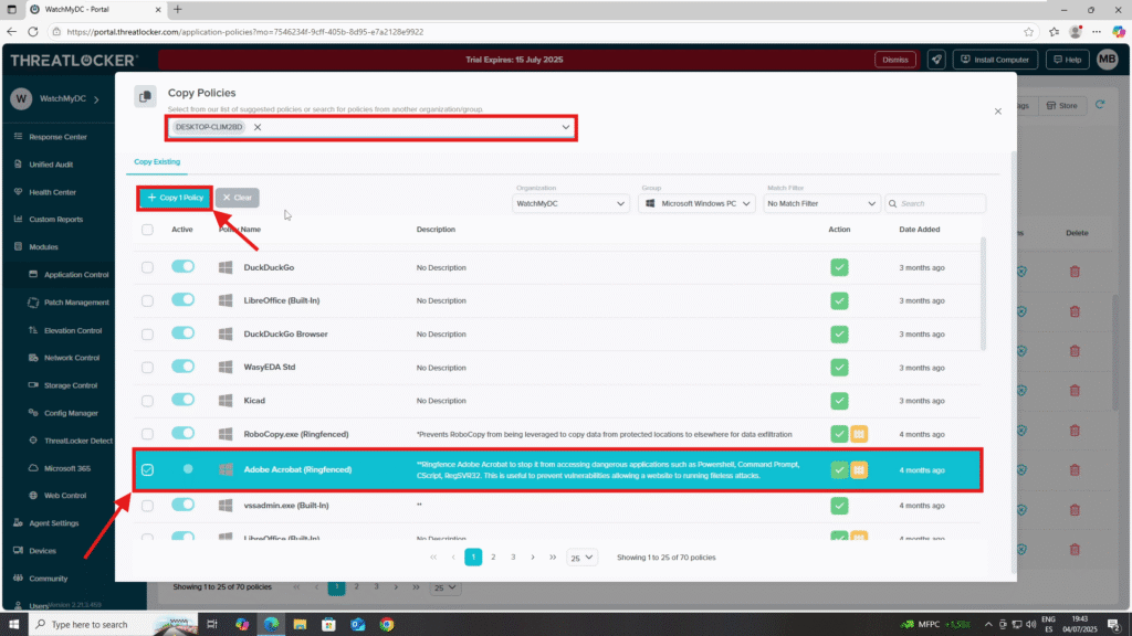 Clone an Existing Policy in ThreatLocker
