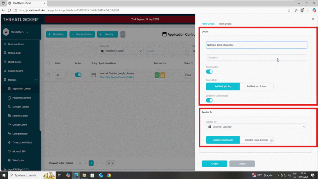 0702 Block Applications from Accessing File Shares in ThreatLocker