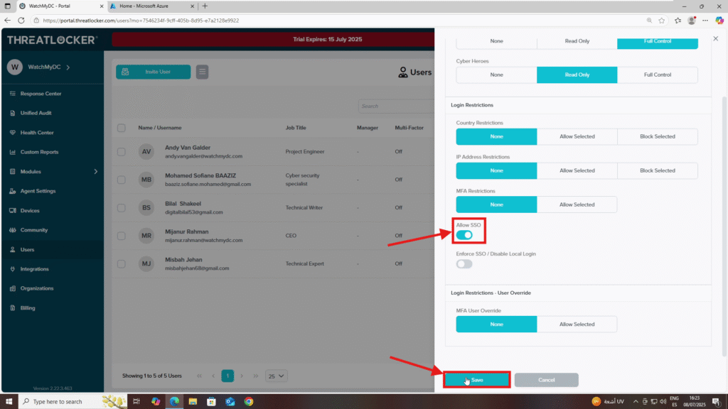 0702 configure ThreatLocker SSO with Azure AD