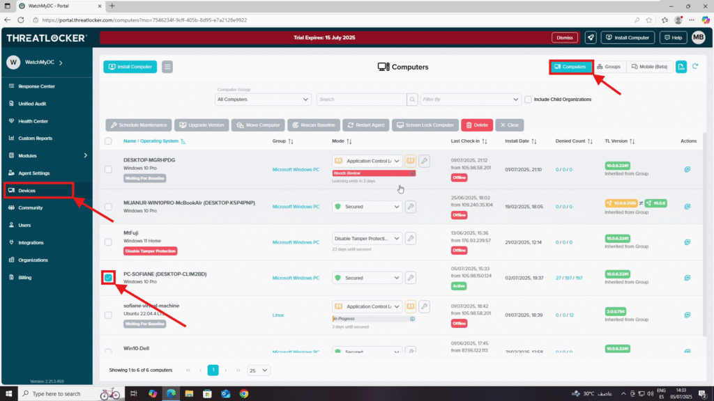 0801 restart the agent on a device in ThreatLocker