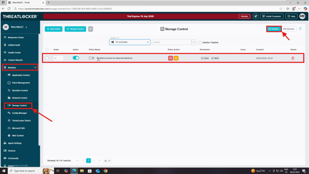 0901 monitor USB device usage in threatlocker