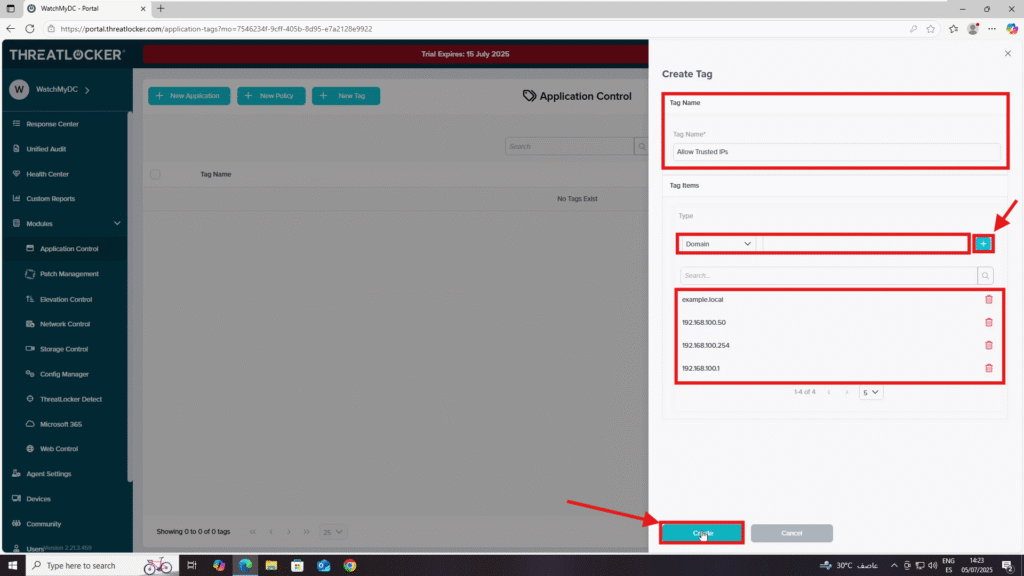 tag a policy and use it in a rule in threatlocker