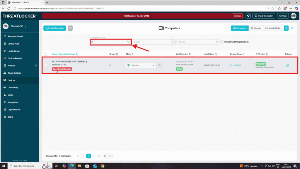 move devices between groups in ThreatLocker