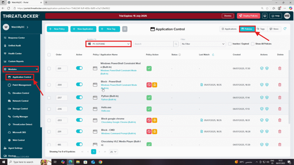 1001 reset policies to default in ThreatLocker